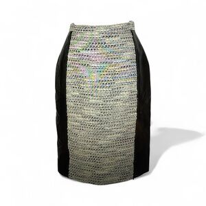 Oscar de la Renta Elegant Black and Silver Women's Skirt